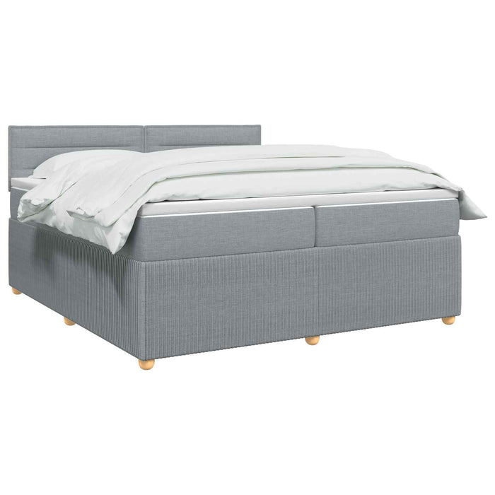 Pat boxspring cu saltea Gri deschis 200 x 200 cm Țesătură - WALTI WALTI
