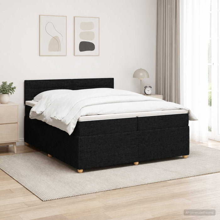 Pat boxspring cu saltea Negru 200 x 200 cm Țesătură - WALTI WALTI