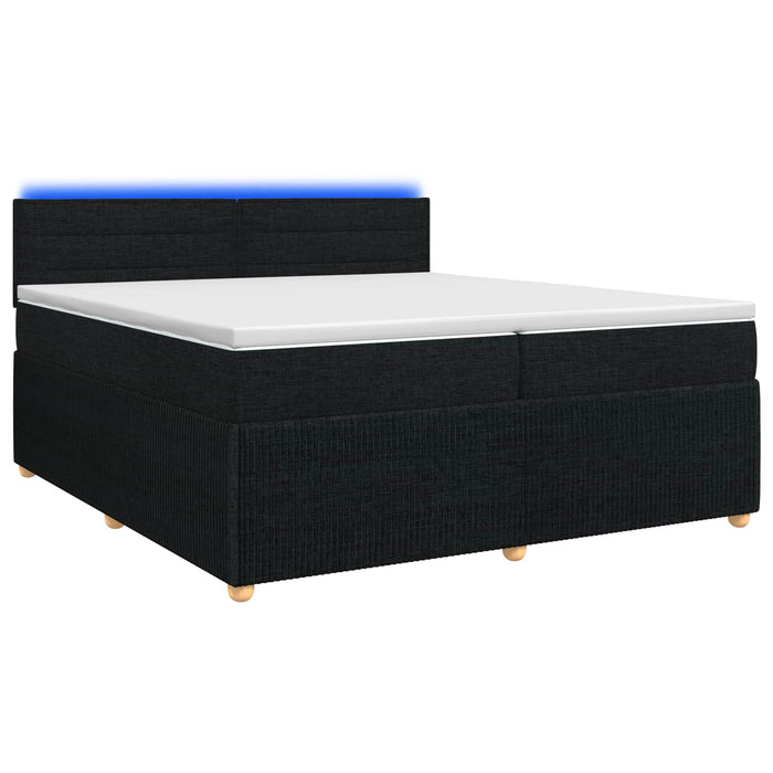 Pat boxspring cu saltea Negru 200 x 200 cm Țesătură - WALTI WALTI
