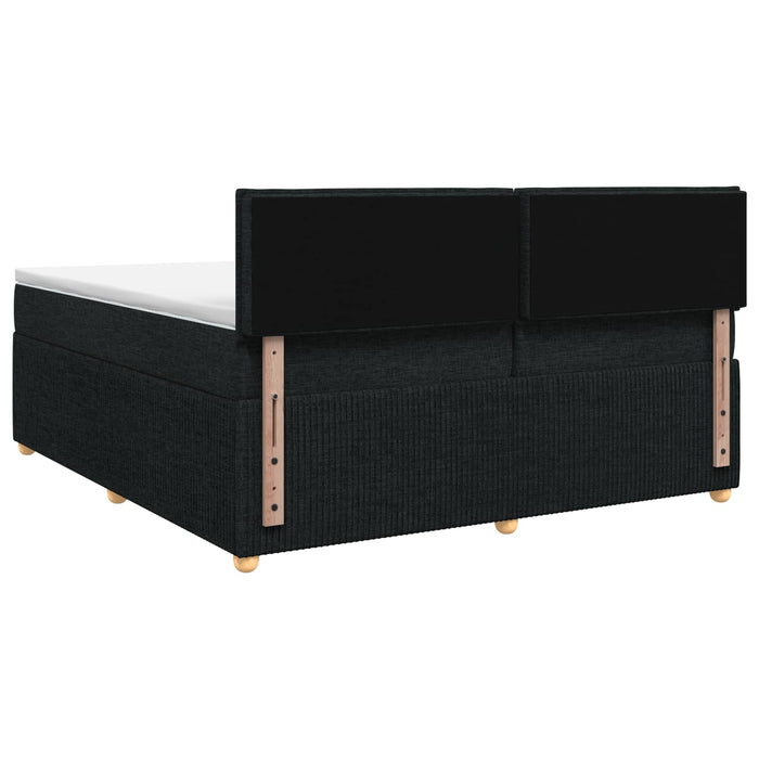 Pat boxspring cu saltea Negru 200 x 200 cm Țesătură - WALTI WALTI