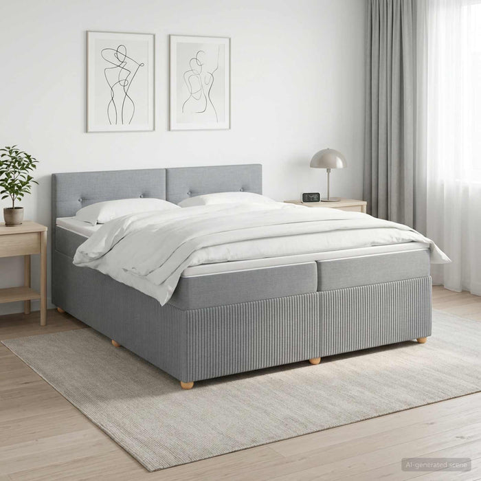 Pat boxspring cu saltea Gri deschis 200 x 200 cm Țesătură - WALTI WALTI