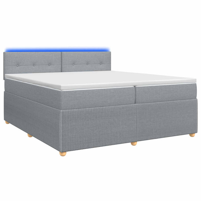 Pat boxspring cu saltea Gri deschis 200 x 200 cm Țesătură - WALTI WALTI