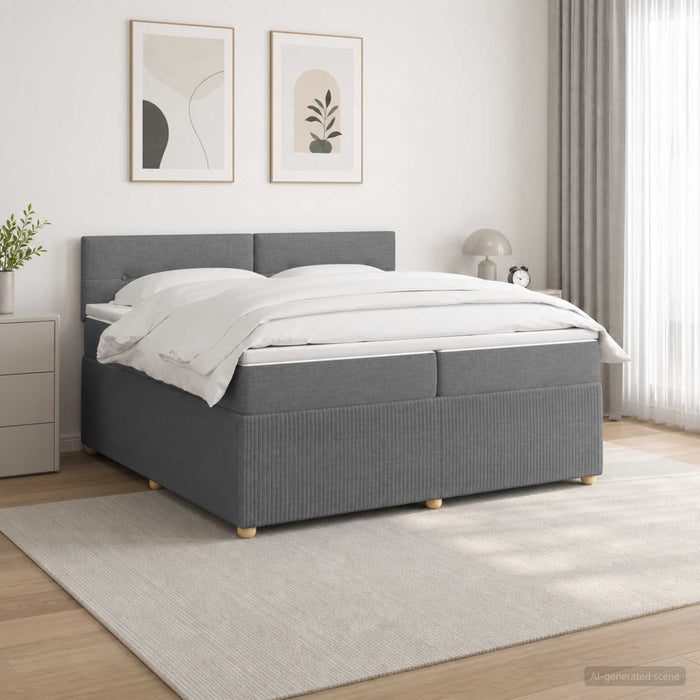 Pat boxspring cu saltea Gri închis 200 x 200 cm Țesătură - WALTI WALTI