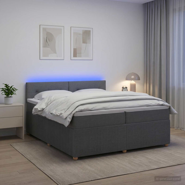 Pat boxspring cu saltea Gri închis 200 x 200 cm Țesătură - WALTI WALTI