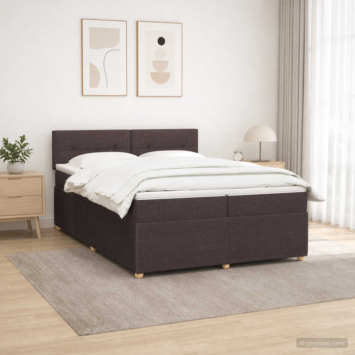Pat boxspring cu saltea Maro închis 200 x 200 cm Țesătură - WALTI WALTI