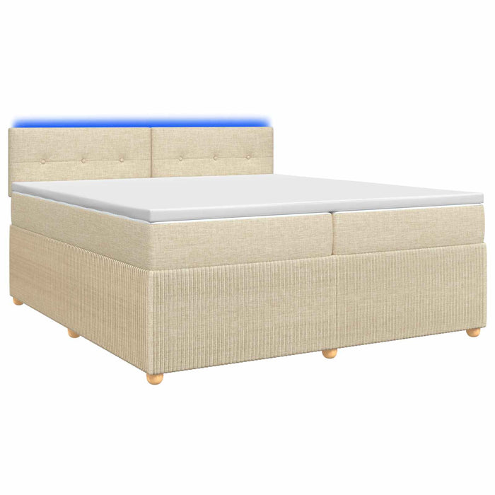 Pat boxspring cu saltea cu benzi LED Crem 200 x 200 cm Țesătură - WALTI WALTI