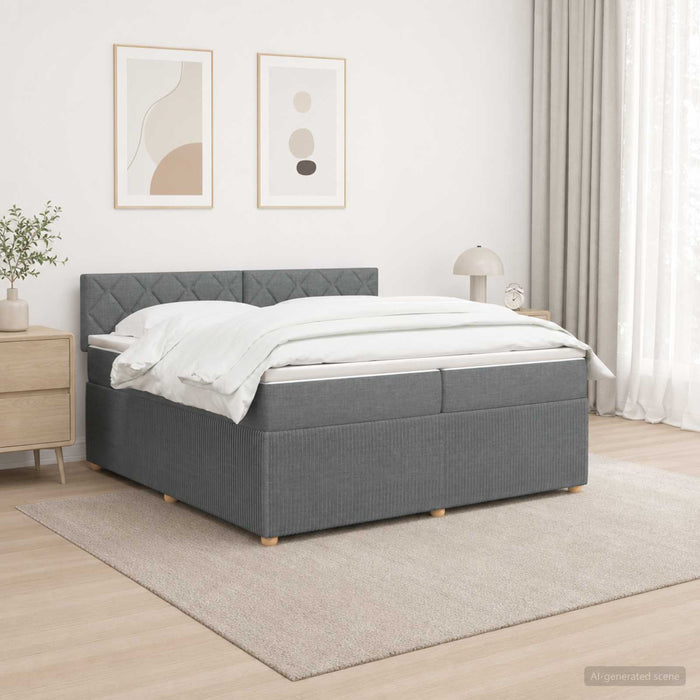 Pat boxspring cu saltea Gri închis 200 x 200 cm Țesătură - WALTI WALTI