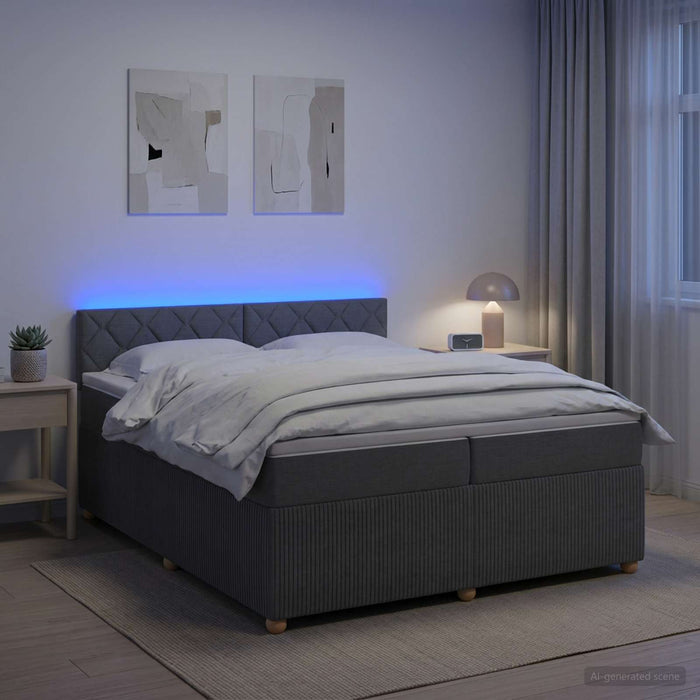 Pat boxspring cu saltea Gri închis 200 x 200 cm Țesătură - WALTI WALTI