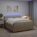 Pat boxspring cu saltea cu benzi LED Crem 200 x 200 cm Țesătură - WALTI WALTI