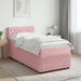 Pat boxspring cu saltea cu benzi LED Roz 100 x 200 cm Catifea - WALTI WALTI