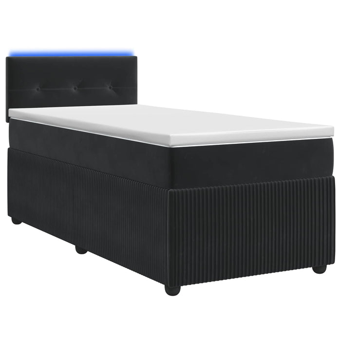 Pat boxspring cu saltea cu benzi LED Negru 80 x 200 cm Catifea WALTI