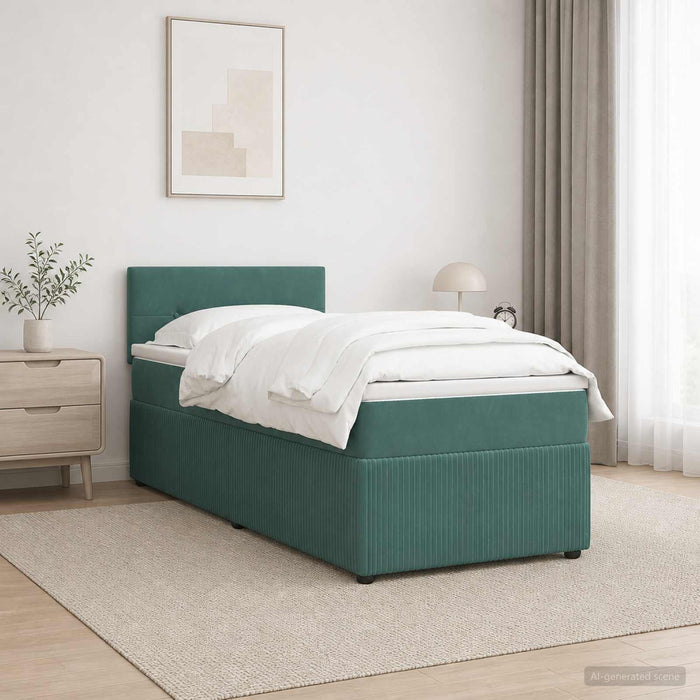 Pat boxspring cu saltea Verde închis 100 x 200 cm Catifea WALTI