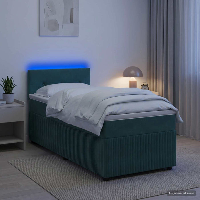 Pat boxspring cu saltea Verde închis 100 x 200 cm Catifea WALTI