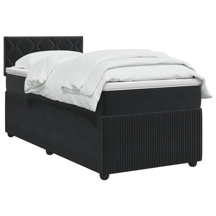 Pat boxspring cu saltea cu benzi LED Negru 80 x 200 cm Catifea WALTI