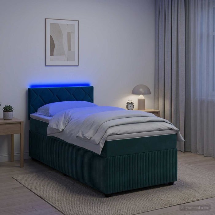 Pat boxspring cu saltea Verde închis 80 x 200 cm Catifea WALTI