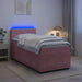 Pat boxspring cu saltea cu benzi LED Roz 90 x 200 cm Catifea - WALTI WALTI