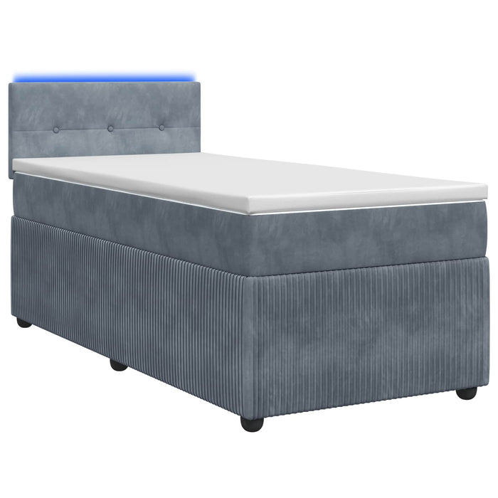Pat boxspring cu saltea Gri închis 90 x 190 cm Catifea WALTI