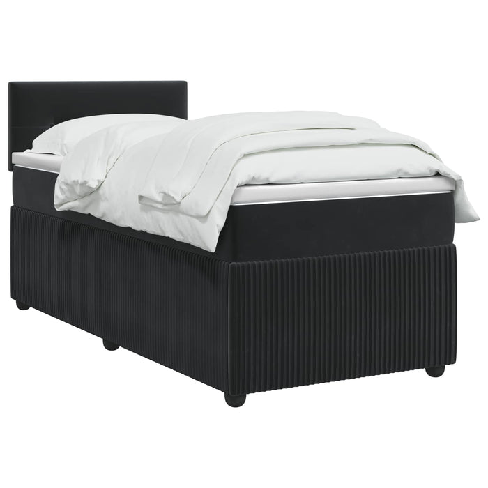 Pat boxspring cu saltea cu benzi LED Negru 90 x 190 cm Catifea WALTI