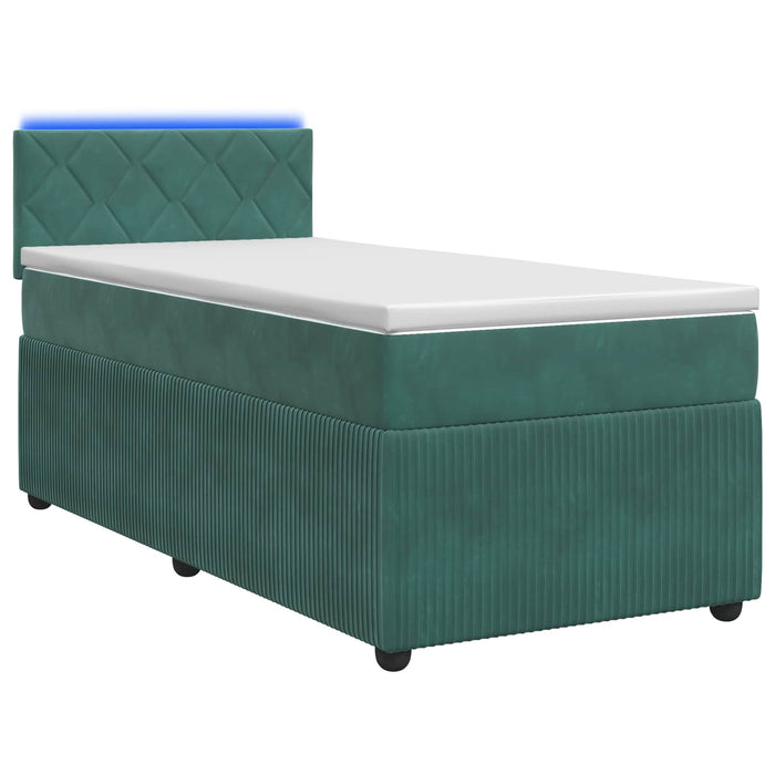 Pat boxspring cu saltea Verde închis 90 x 200 cm Catifea - WALTI WALTI