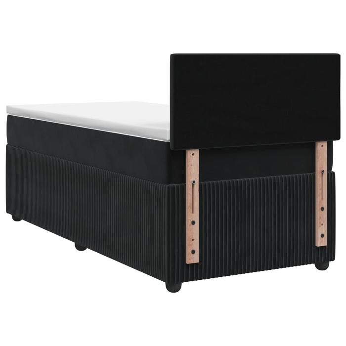 Pat boxspring cu saltea cu benzi LED Negru 100 x 200 cm Catifea WALTI