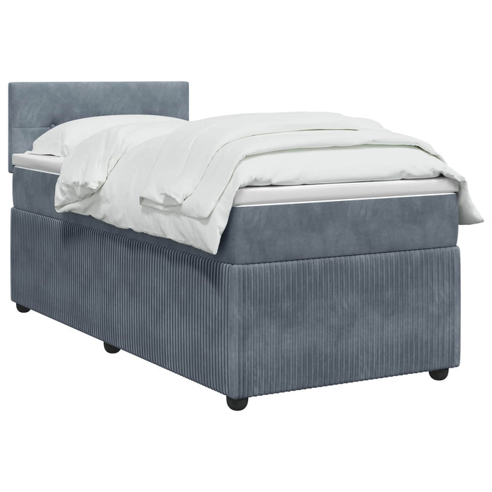 Pat boxspring cu saltea Gri închis 100 x 200 cm Catifea WALTI