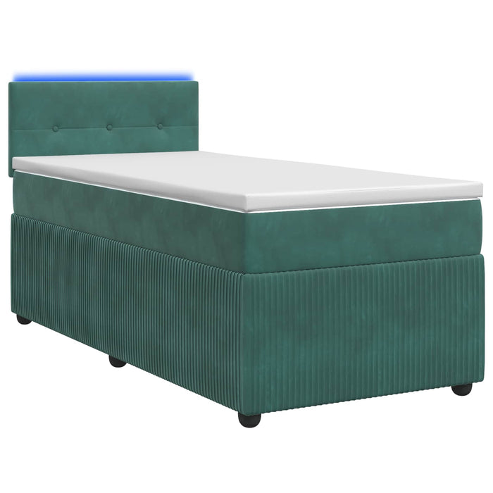 Pat boxspring cu saltea Verde închis 100 x 200 cm Catifea WALTI