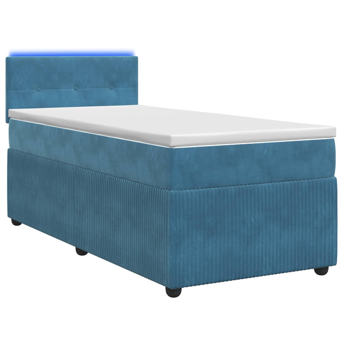 Pat boxspring cu saltea albastru 100 x 200 cm Catifea WALTI
