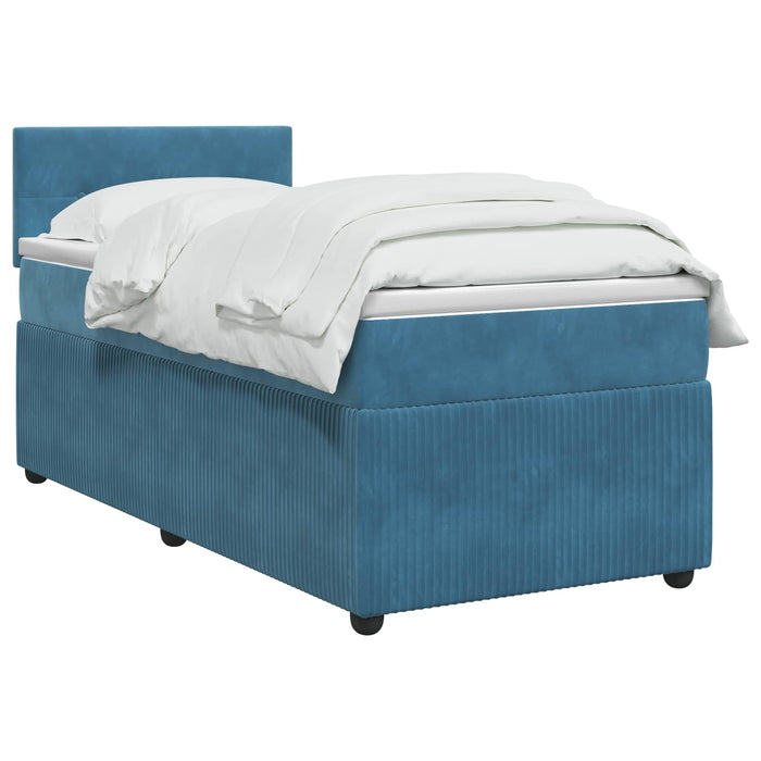 Pat boxspring cu saltea albastru 100 x 200 cm Catifea WALTI