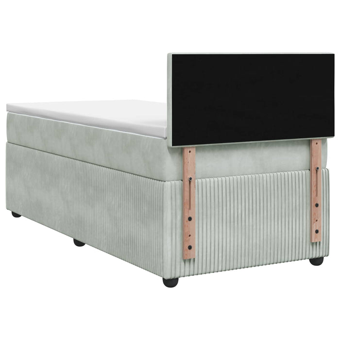 Pat boxspring cu saltea Gri deschis 100 x 200 cm Catifea - WALTI WALTI