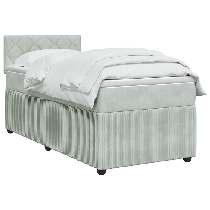 Pat boxspring cu saltea Gri deschis 100 x 200 cm Catifea - WALTI WALTI