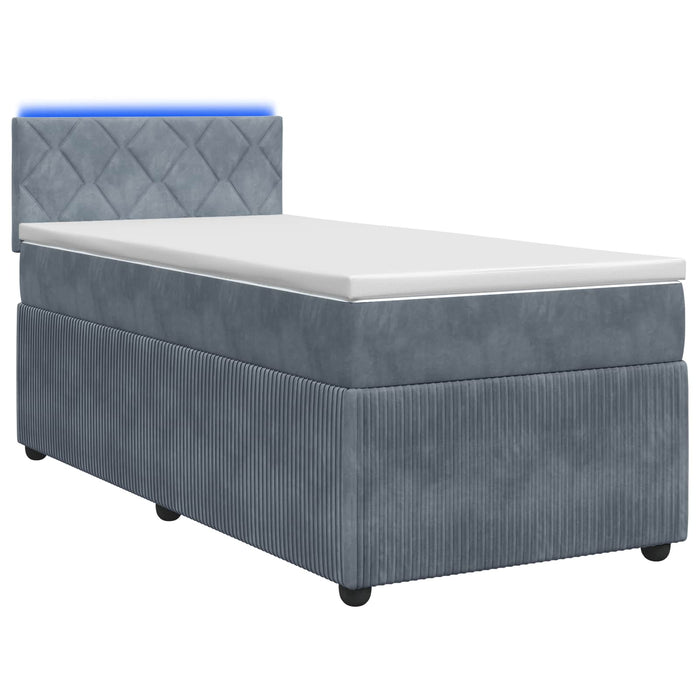 Pat boxspring cu saltea Gri închis 100 x 200 cm Catifea WALTI
