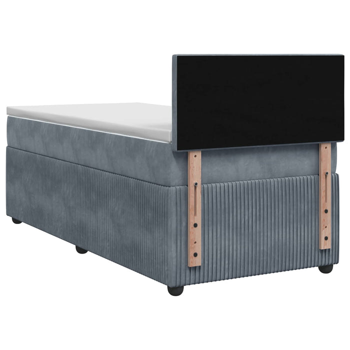 Pat boxspring cu saltea Gri închis 100 x 200 cm Catifea WALTI