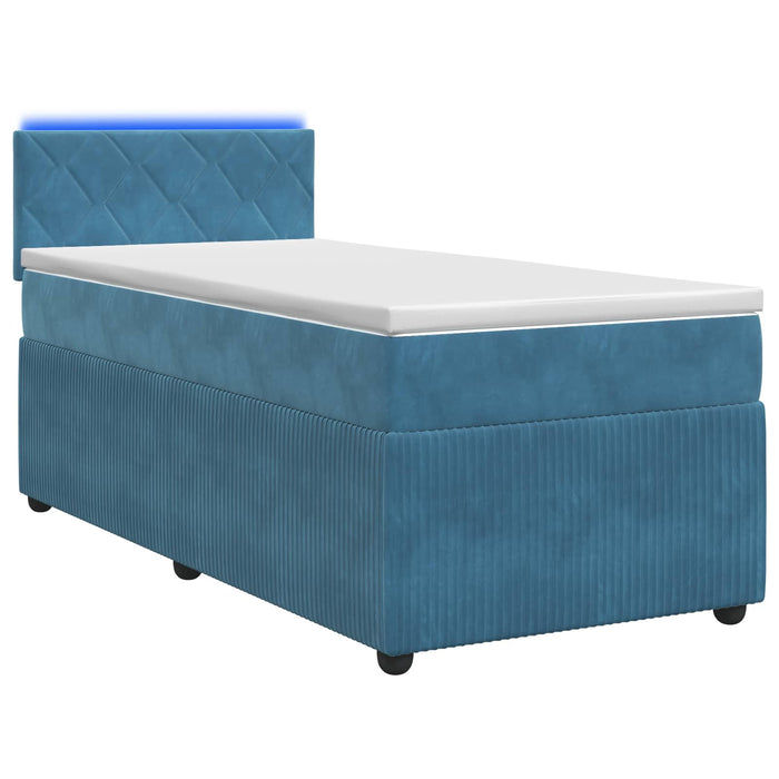 Pat boxspring cu saltea albastru 100 x 200 cm Catifea WALTI