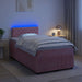 Pat boxspring cu saltea cu benzi LED Roz 120 x 200 cm Catifea - WALTI WALTI