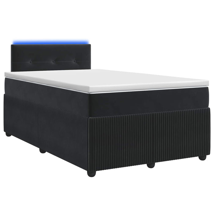Pat boxspring cu saltea cu benzi LED Negru 120 x 190 cm Catifea WALTI