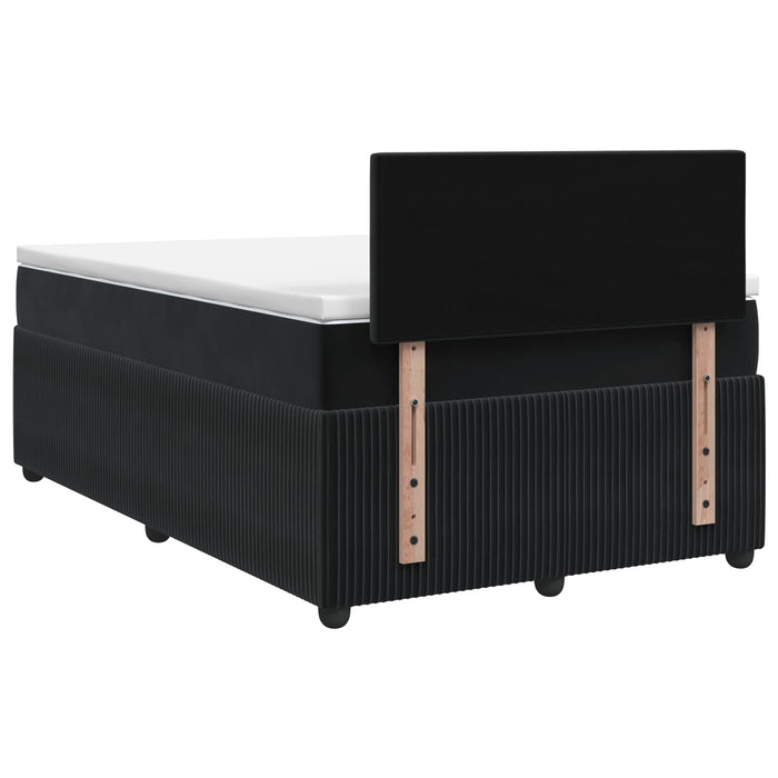 Pat boxspring cu saltea cu benzi LED Negru 120 x 190 cm Catifea WALTI