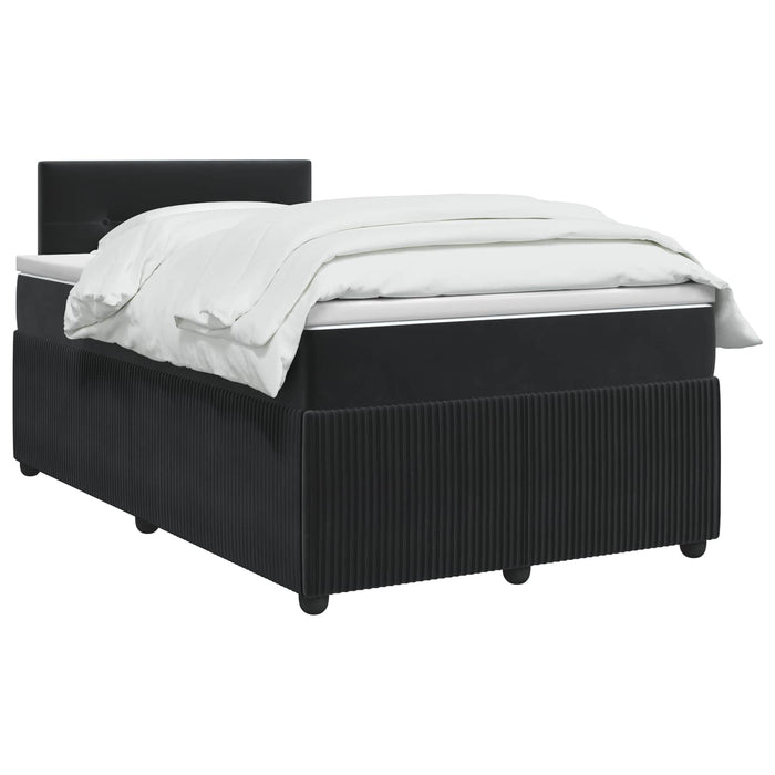 Pat boxspring cu saltea cu benzi LED Negru 120 x 190 cm Catifea WALTI