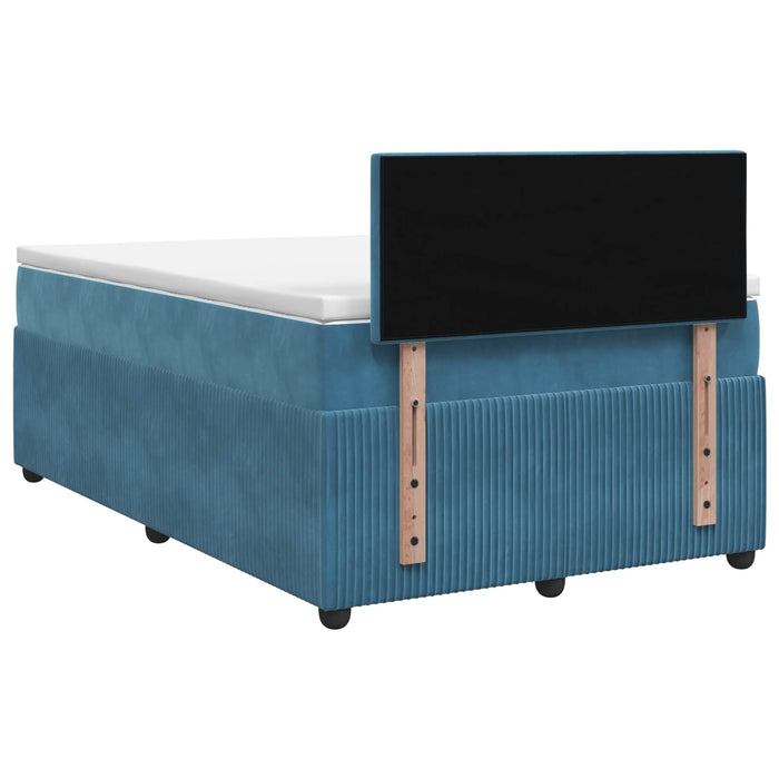 Pat boxspring cu saltea albastru 120 x 190 cm Catifea WALTI