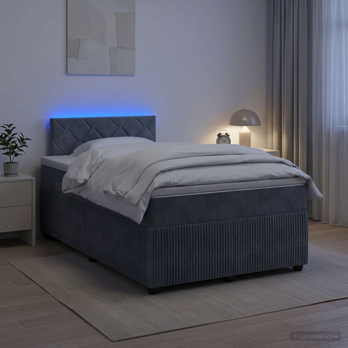 Pat boxspring cu saltea Gri închis 120 x 200 cm Catifea WALTI