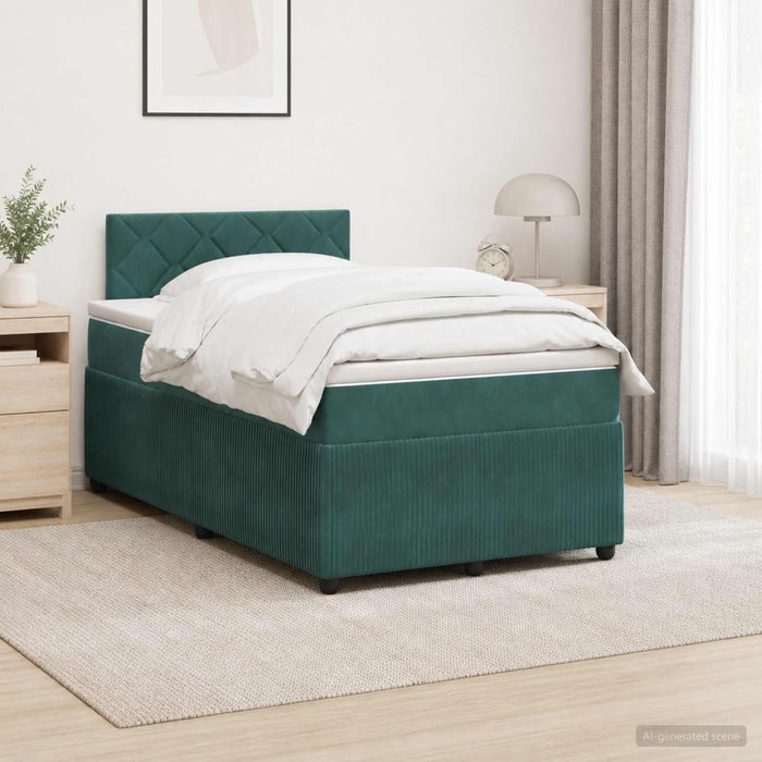 Pat boxspring cu saltea Verde închis 120 x 190 cm Catifea WALTI