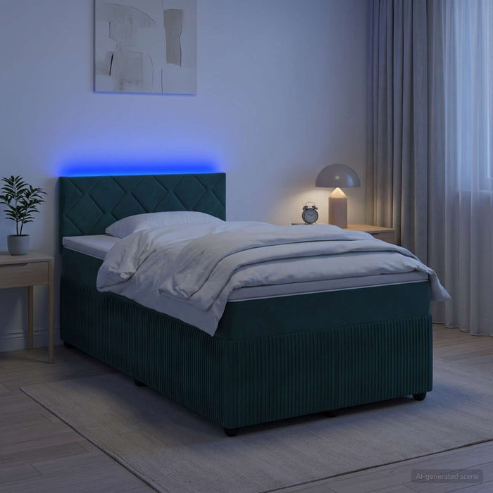 Pat boxspring cu saltea Verde închis 120 x 200 cm Catifea WALTI