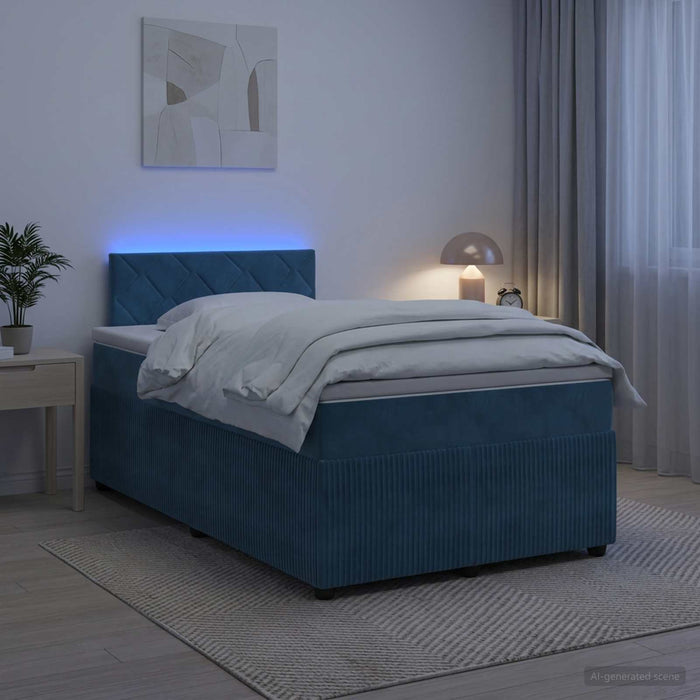 Pat boxspring cu saltea albastru 120 x 200 cm Catifea WALTI