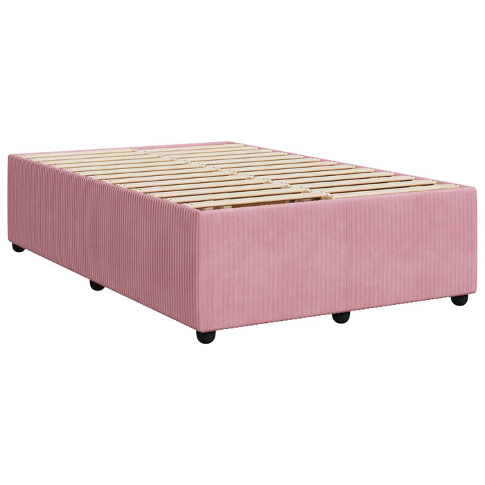 Pat boxspring cu saltea cu benzi LED Roz 120 x 190 cm Catifea WALTI