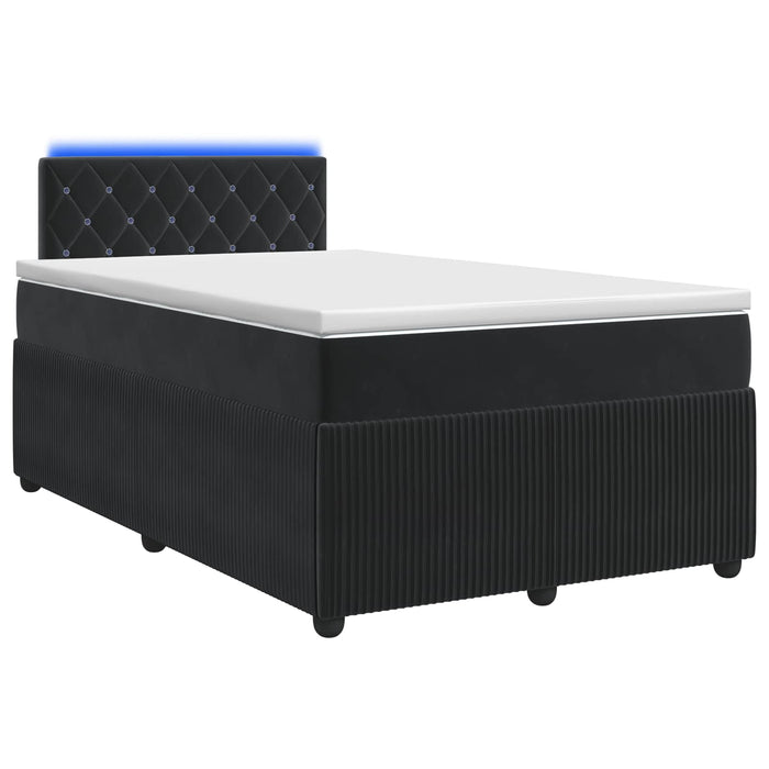 Pat boxspring cu saltea cu benzi LED Negru 120 x 200 cm Catifea WALTI