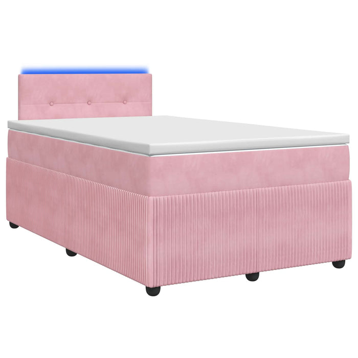 Pat boxspring cu saltea cu benzi LED Roz 120 x 200 cm Catifea WALTI