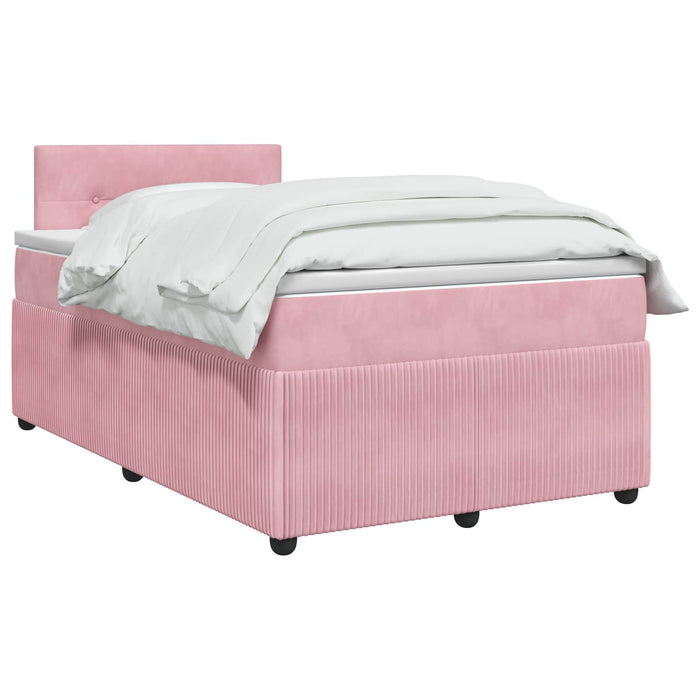 Pat boxspring cu saltea cu benzi LED Roz 120 x 200 cm Catifea WALTI