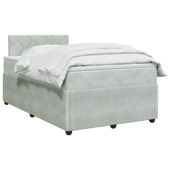 Pat boxspring cu saltea Gri deschis 120 x 200 cm Catifea WALTI