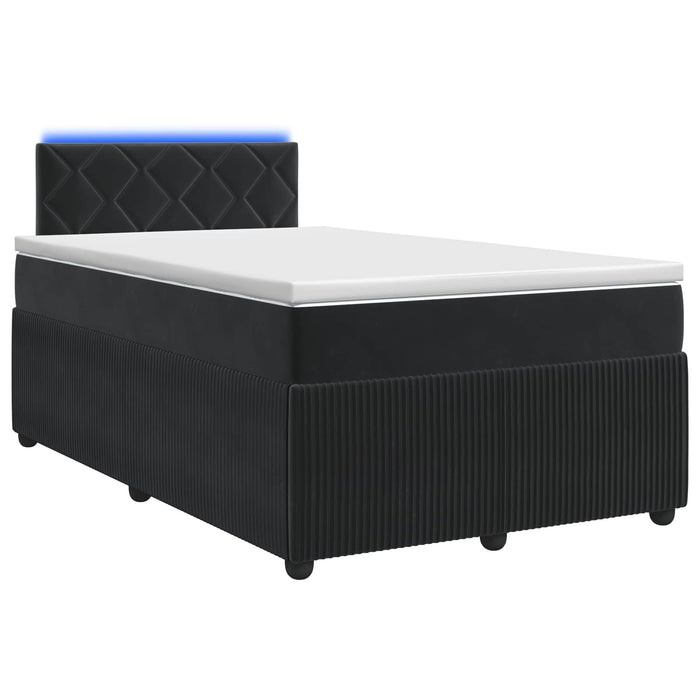 Pat boxspring cu saltea cu benzi LED Negru 120 x 200 cm Catifea WALTI