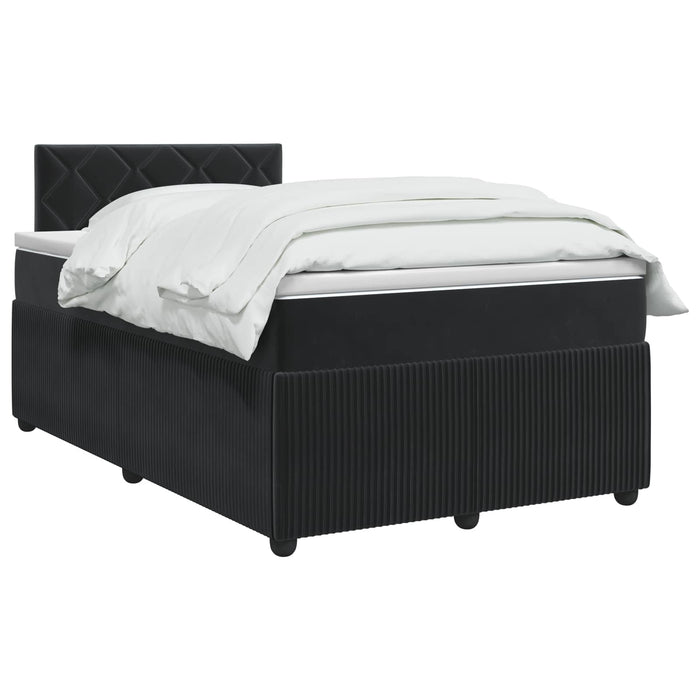 Pat boxspring cu saltea cu benzi LED Negru 120 x 200 cm Catifea WALTI