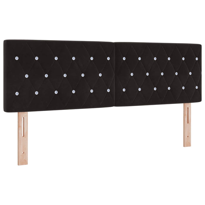 Pat boxspring cu saltea cu benzi LED Negru 140 x 190 cm Catifea WALTI